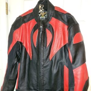 Mens black Red flame armored racing motorcycle jacket XXL speed hump